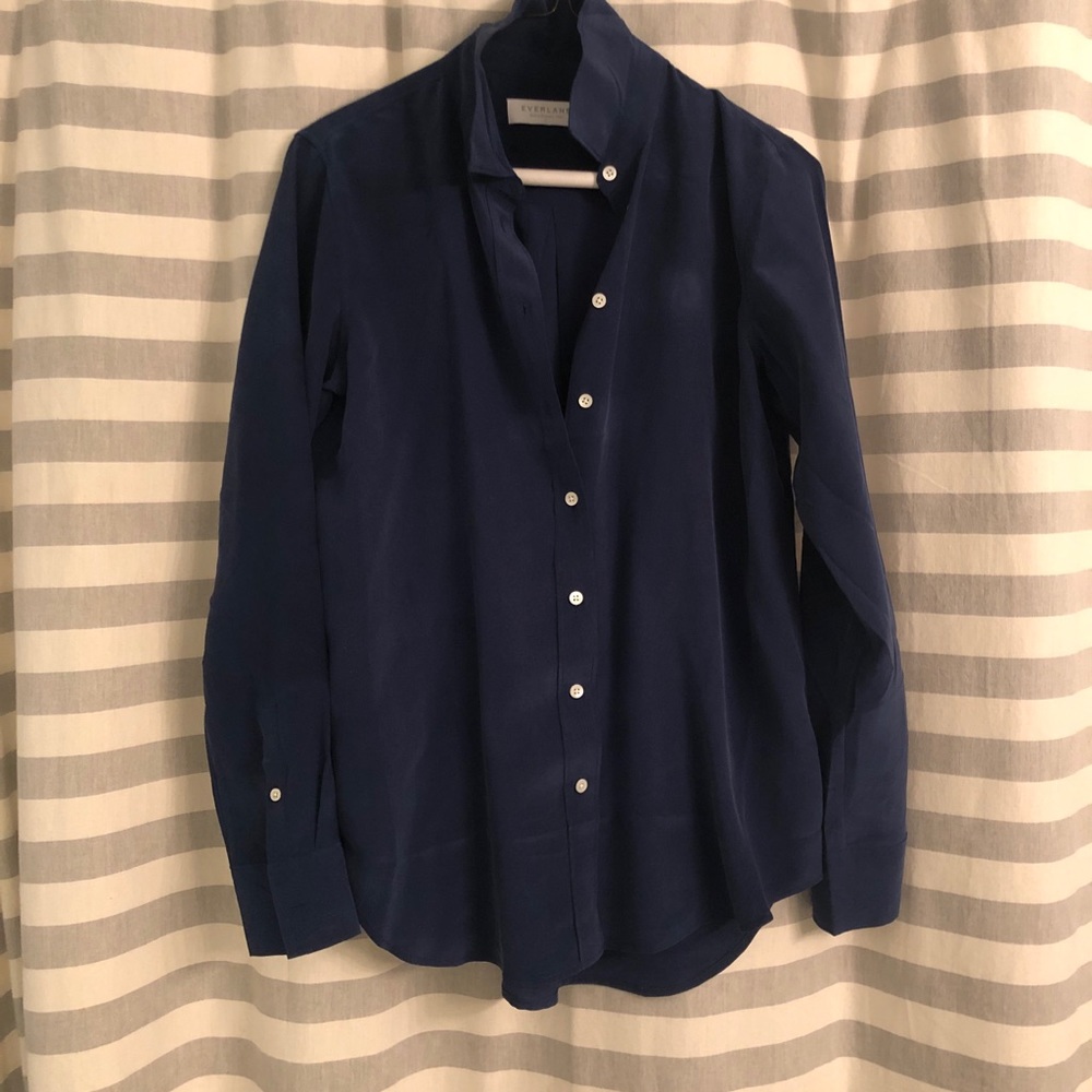 Everlane sz 0 Relaxed Silk Shirt in Royal Blue